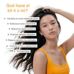 KIT 4:  Meelena control grasa, larga, sana y sin frizz