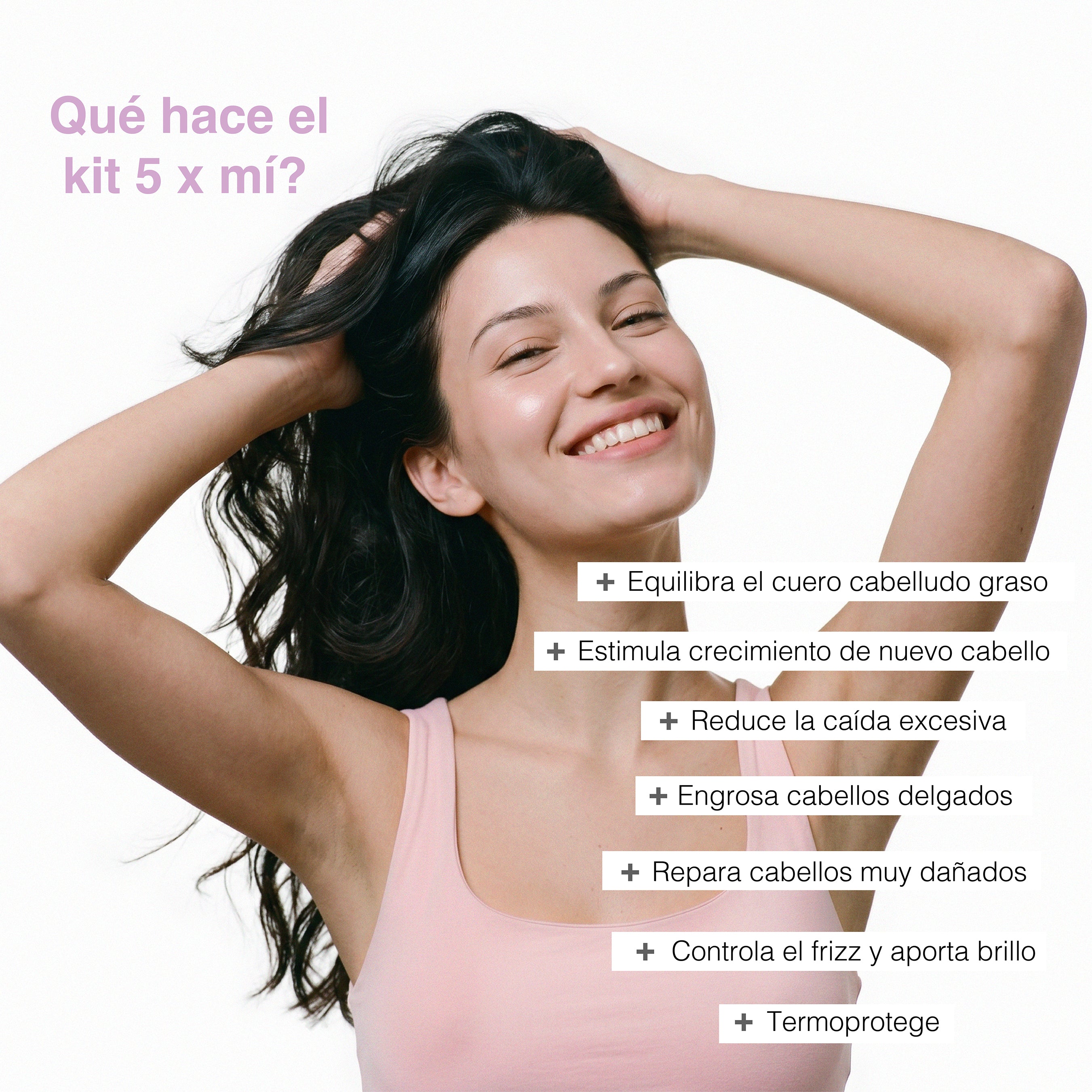 KIT 5: Meelena control grasa, extra larga, sana y sin frizz