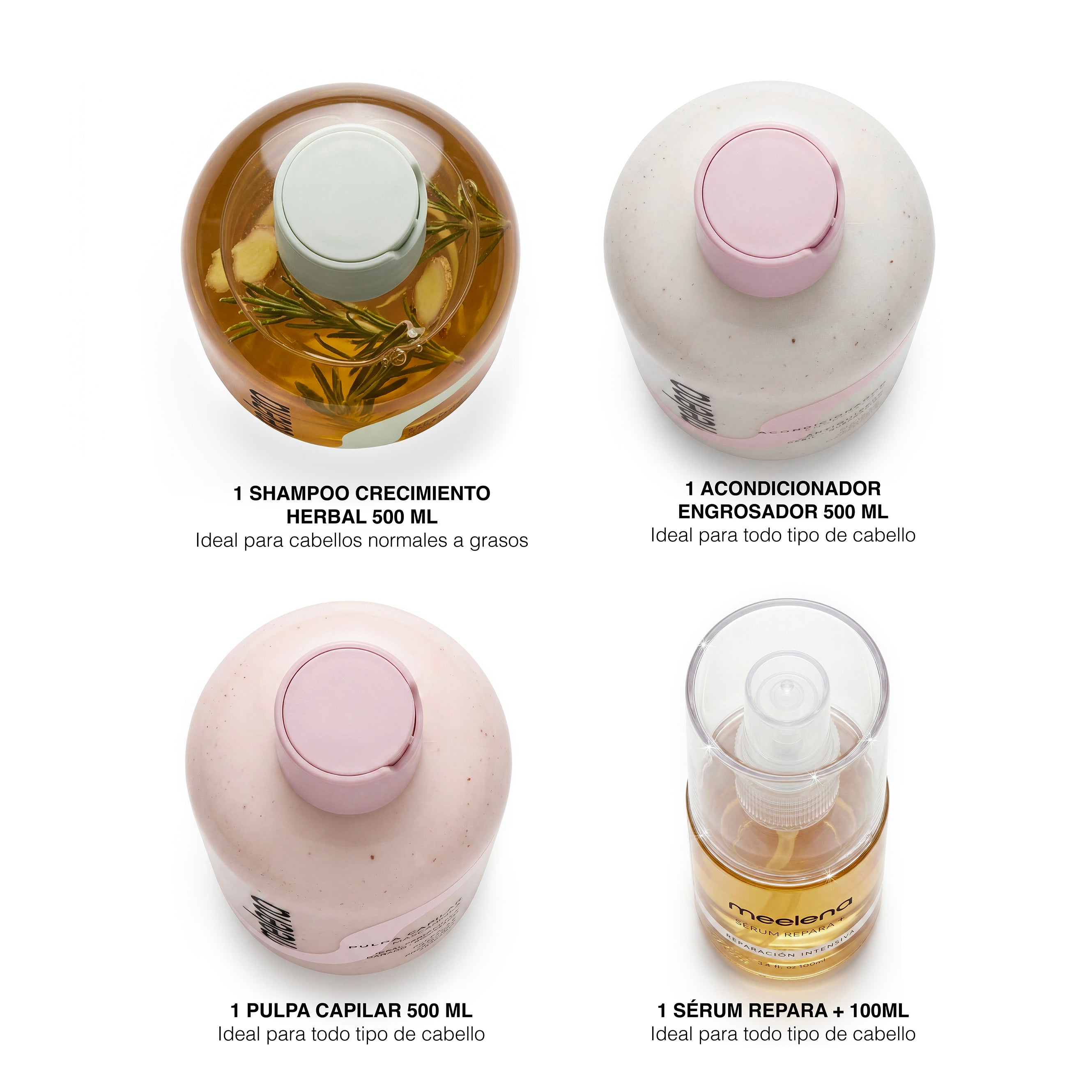 KIT 4:  Meelena control grasa, larga, sana y sin frizz